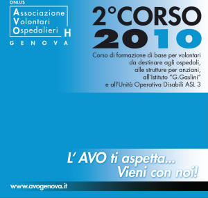 Corso di formazione di base per volontari ospedalieri