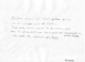 Ci sono persone che possono spiegare il volo con ali invisibili, le ali della
				libert... Purtroppo esistono diverse calamit che fanno sparire questi doni, tu nel 
				tuo piccolo puoi dare un grande aiuto, riappropriandoli di questa libert. FAI COME
				ME, ISCRIVITI ALL'AVO